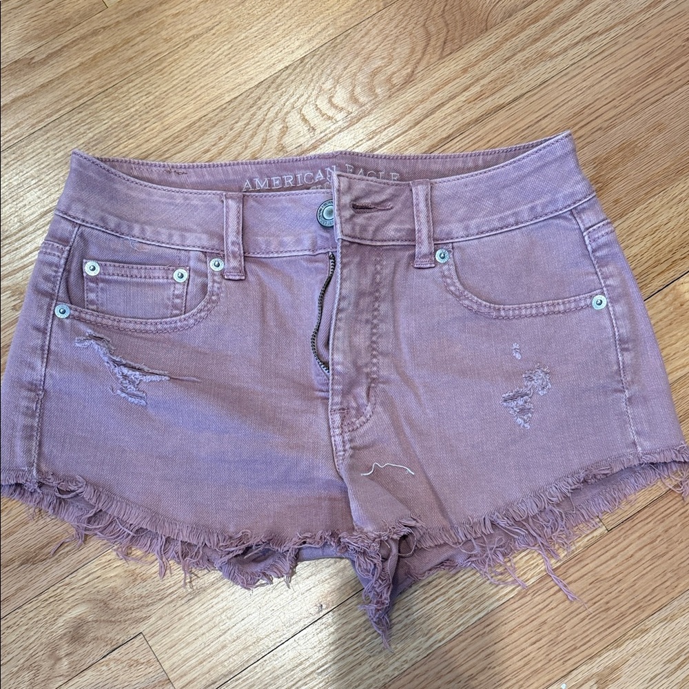 American Eagle Outfitters Mauve/Pink Distressed Denim Cutoff Shorts